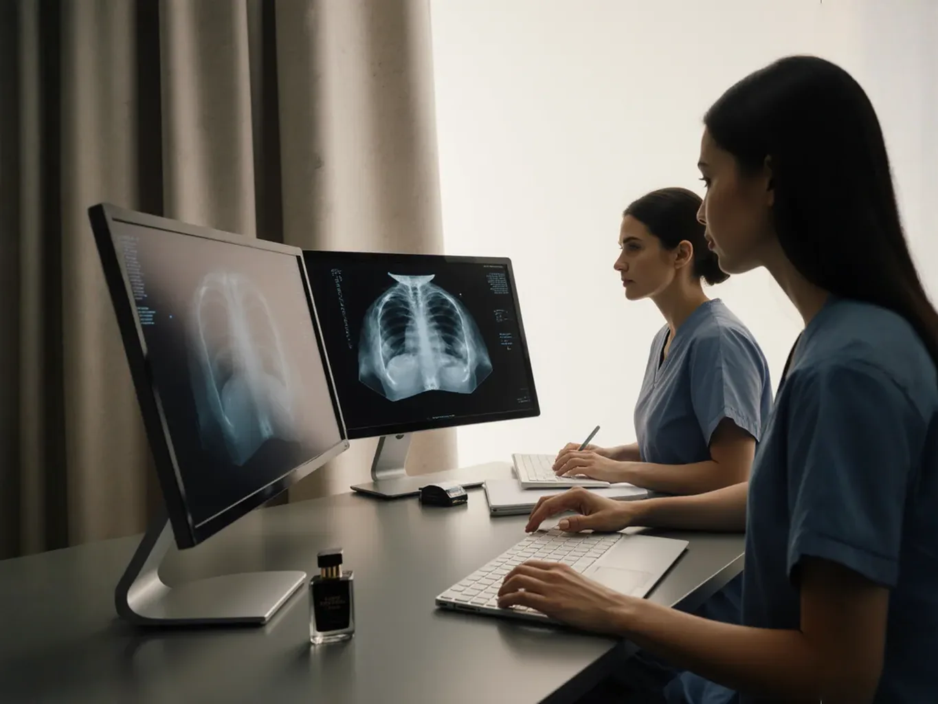 Medical professionals reviewing diagnostic imaging